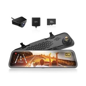 G840S 12" 4K Mirror Dash Cam Backup Camera 2160P Full HD Smart Rearview GPS+CARD